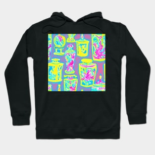 Neon colors chinoiserie jars Hoodie